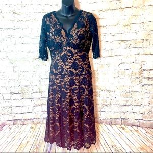 Cabi Dresses | Cabi Sheer Black Lace Cocktail Dress | Color: Black/Tan | Size: M | Momstoner's Closet